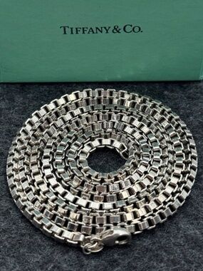 Jewelry Tiffany & and Co 925 sterling silver 36.00” necklace box chain 78.40 gra